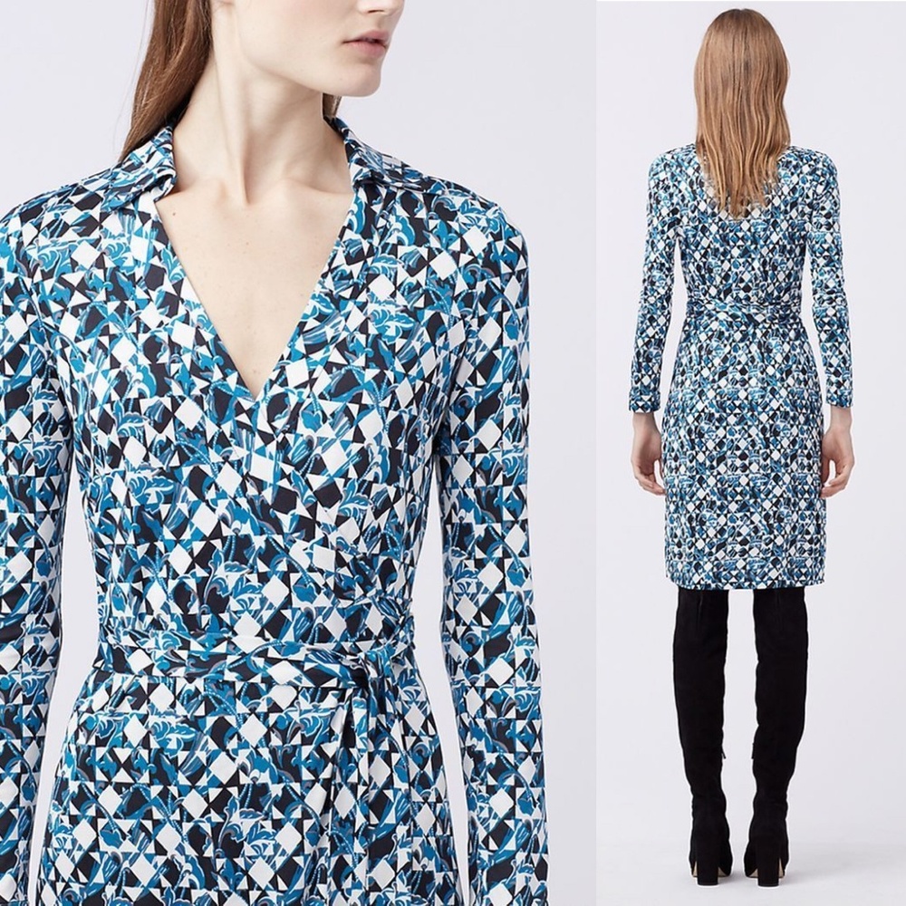 DVF New Jeanne Two Wrap Silk Dress Size 4 - Picture 3 of 7